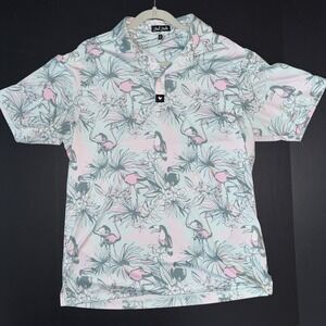 Men's Medium Bad Birdie Tropical Bird Floral Performance Golf Polo